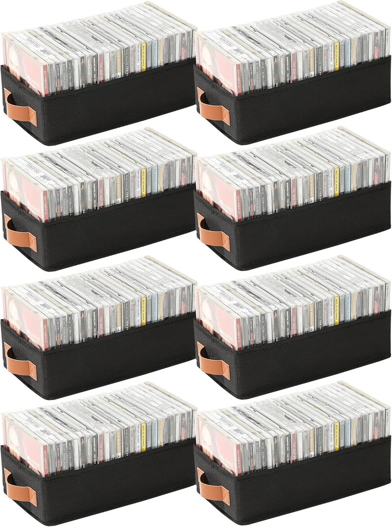Wanapure CD Storage Boxes-8 Pack CD Case Holder Holds Up to 160 Full Jewel Cases, Foldable Storage Cabinets with Handle, Black - Image 1